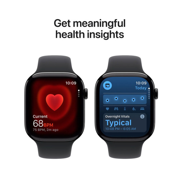 Apple Watch Series 11 GPS 42mm Jet Black Aluminium Case with Black Sport Band - S/M